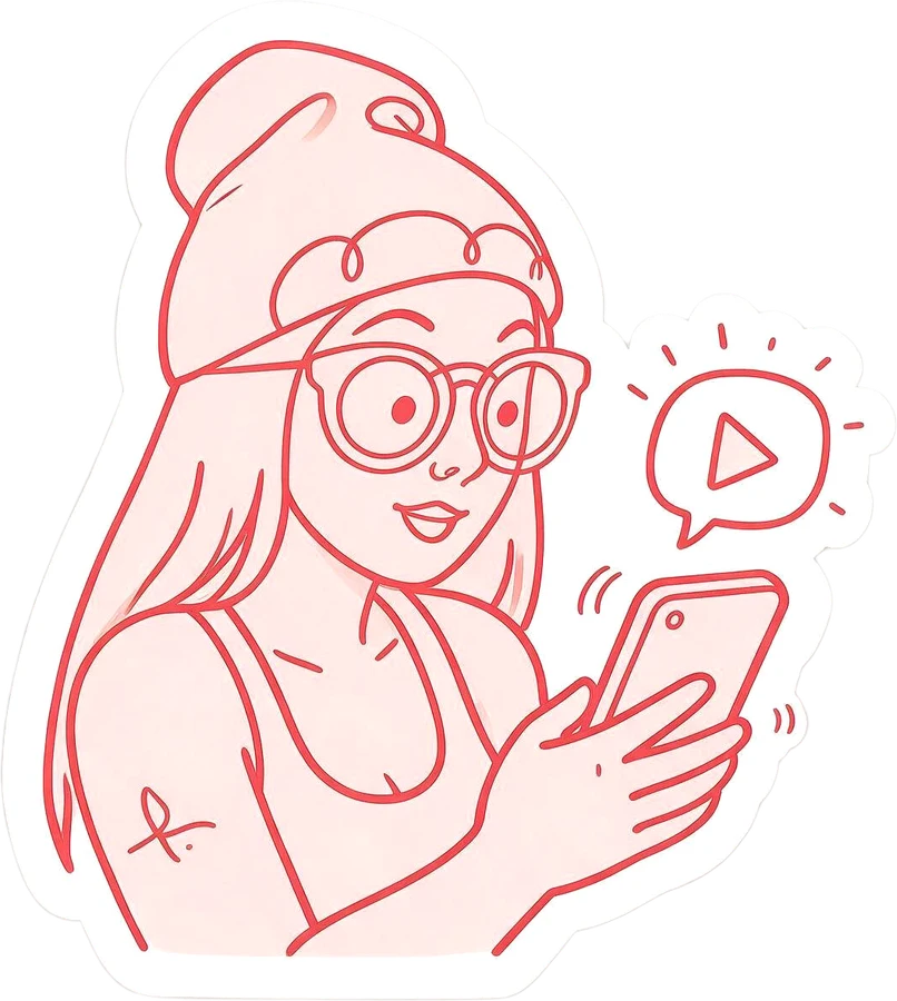 A notification with a play symbol arrives on her phone